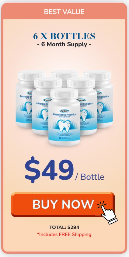 Dentolyn 6 bottle best value package at $49 per bottle with free shipping and bonuses